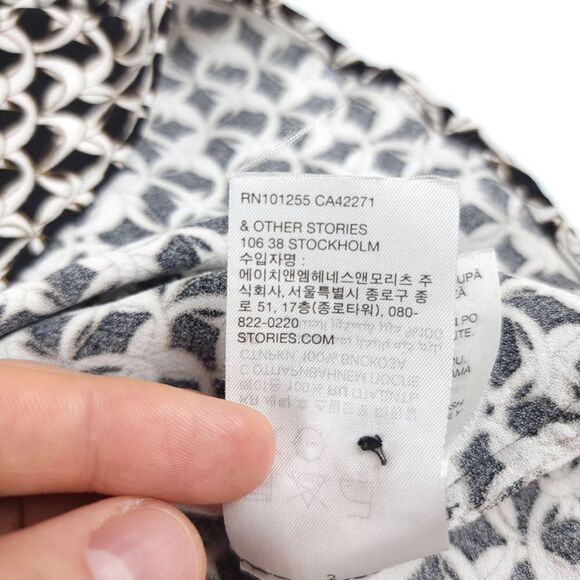 OTHER STORIES Chain Print Long Sleeve Blouse Balloon Sleeves Clean Girl 6 Black - Picture 9 of 9